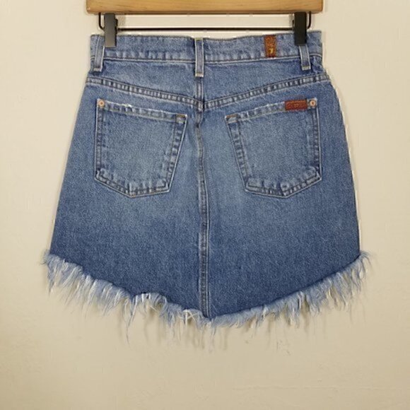 7 For All Mankind High Waist Distressed‎ Denim Skirts Size 25 - Picture 2 of 4